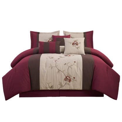 Vienna 7-Piece Embroidered Floral Comforter Set, California King/King/Queen/Full Sizes - Christmas Gift for Family and Friends