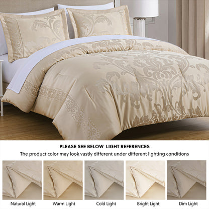 Valor 7-Piece Luxury Jacquard Floral Bed in a Bag Comforter Set