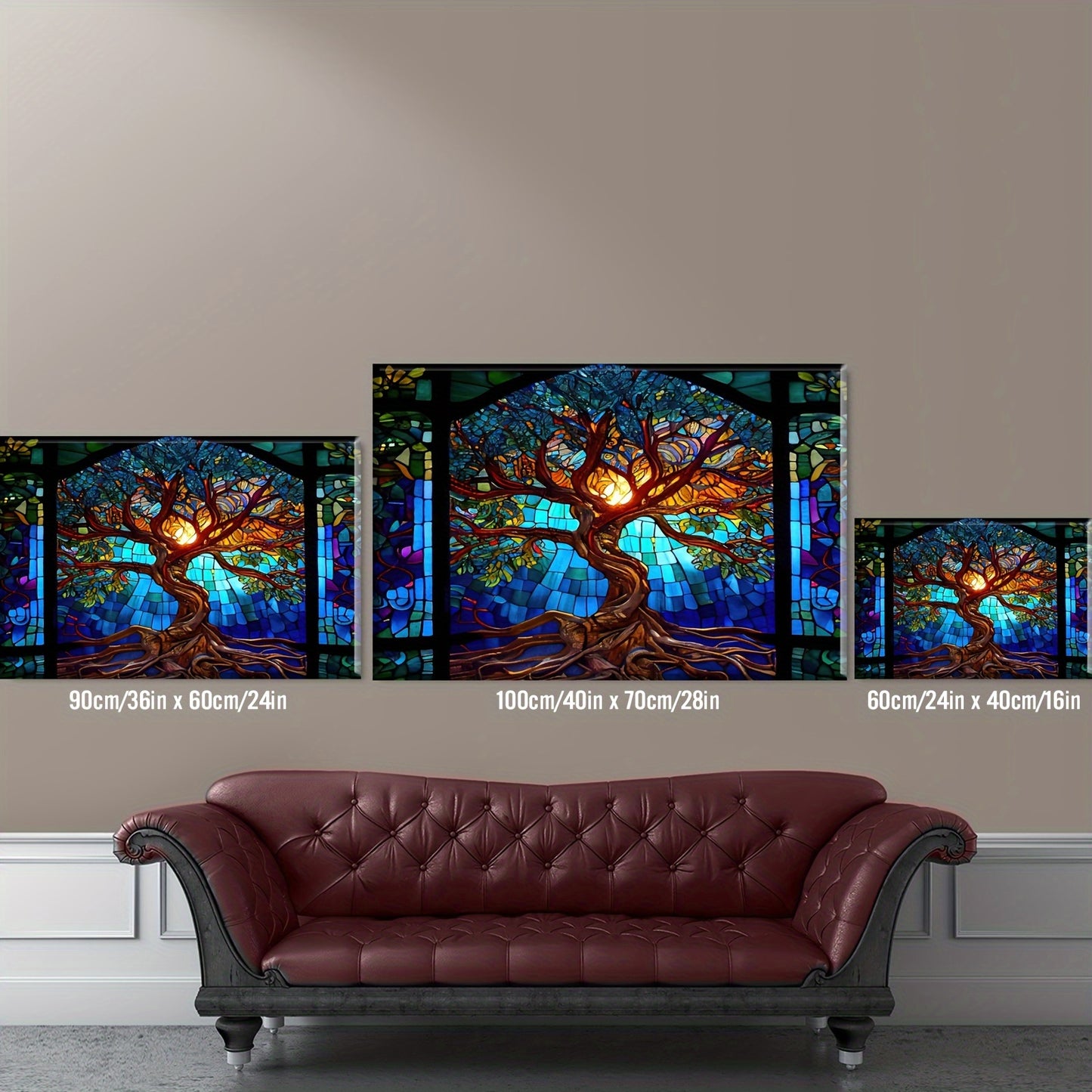 1pc Framed Painting Extra Large Tree Of Life Canvas Posters And Prints Wall Art Pictures With Frame For Living Room & Bedroom, Home Decoration, Festival Gift For Her/Him, Ready to Hang