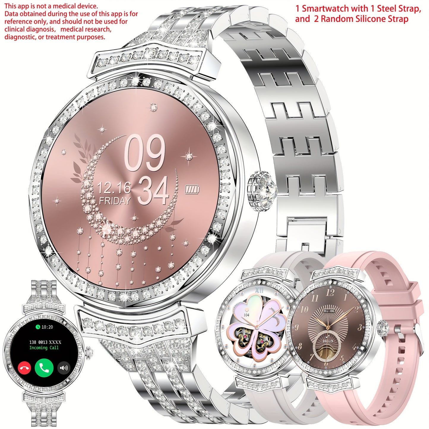 [1.32" AMOLED Smart Fitness Watch] 1.32" AMOLED Smart Watch For Women, Answer/Make Calls, Smart Fitness Watch For Women - Call Integration, Wireless Call Smart Watch For Android And IPhone, Fitness Tracker, Sleep Monitoring,