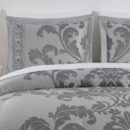 Valor 7-Piece Luxury Jacquard Floral Bed in a Bag Comforter Set