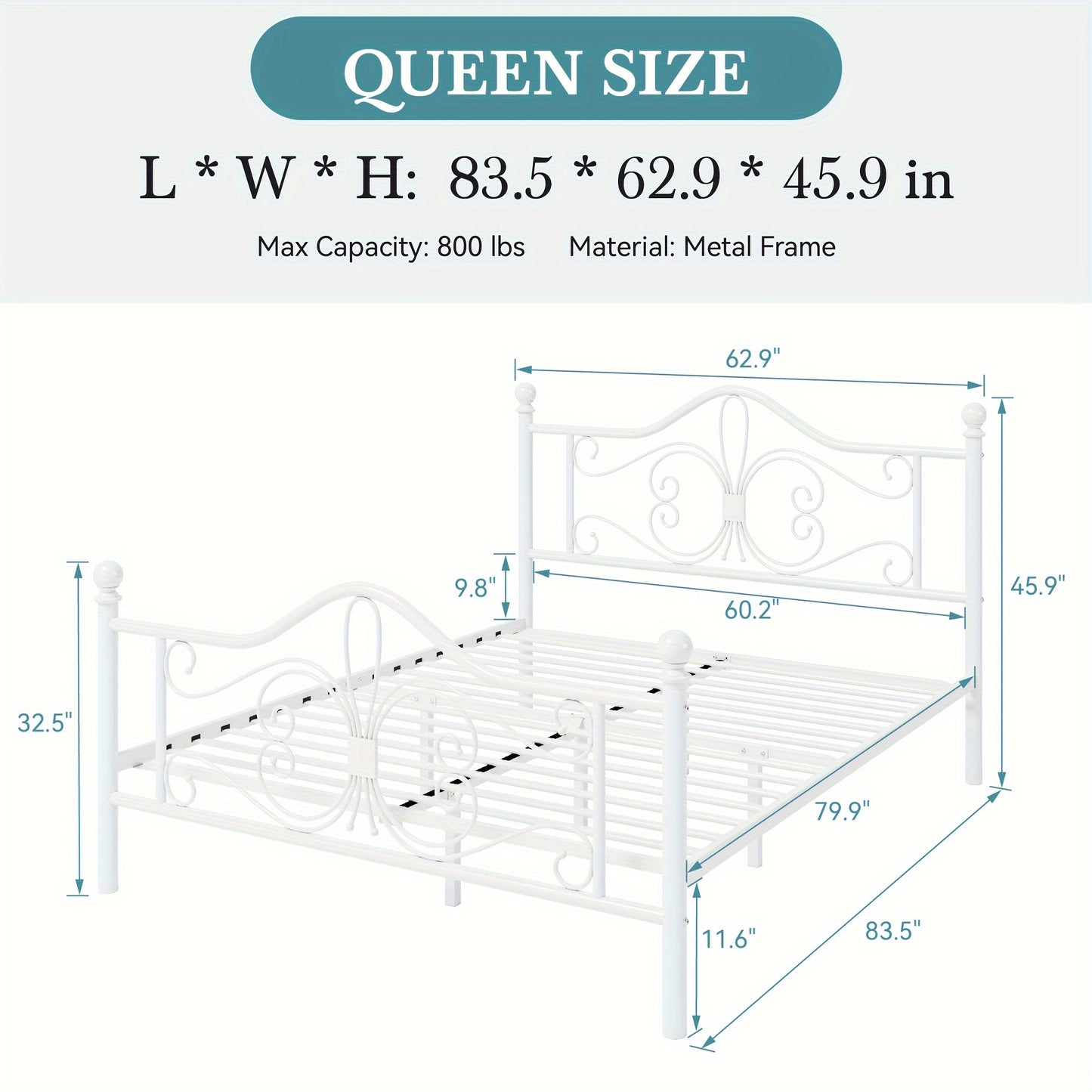 HOOMIC Platform Bed Frame, Metal Bed Frame With Butterfly Pattern Design Headboard & Footboard, No Box Spring Required, Easy Assembly