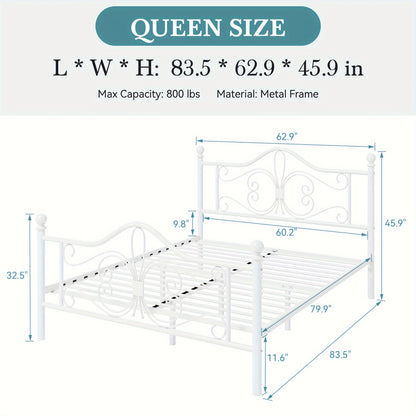 HOOMIC Platform Bed Frame, Metal Bed Frame With Butterfly Pattern Design Headboard & Footboard, No Box Spring Required, Easy Assembly