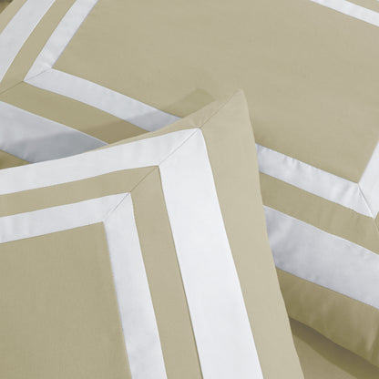 Caprice 7-Piece Modern Hotel Style Square Pattern Comforter Set with Decorative Pillows, Cal King/King/Queen/Full Size