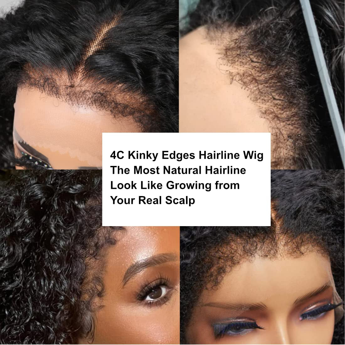 12A Kinky Edges Hairline Curly Hair 13X4 Lace Front Human Hair Wigs Virgin Hair Glueless Wig Pre Plucked with Curly Baby Hair 180% Density 18Inch