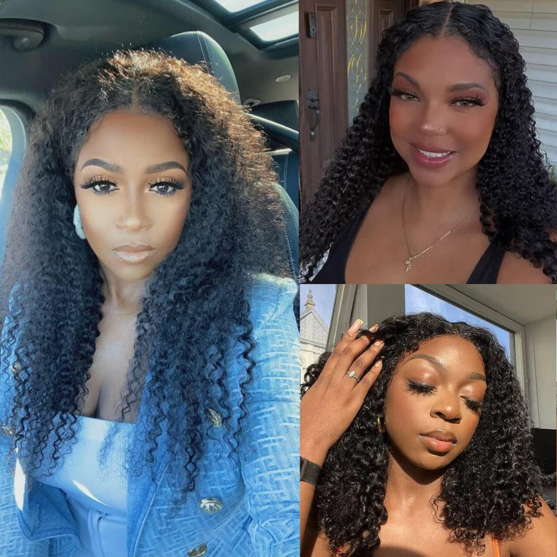 12A Kinky Edges Hairline Curly Hair 13X4 Lace Front Human Hair Wigs Virgin Hair Glueless Wig Pre Plucked with Curly Baby Hair 180% Density 18Inch