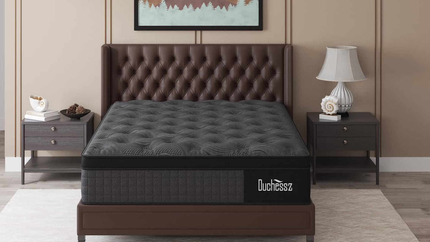 1pc Duchess Euro Top Mattress - Medium Firm Gel Memory Foam Hybrid with Pocket Springs, Anti-Allergy, Medium Feel, Polyester Cover, No Wood Material, Woven Fabric, In a Box - Twin/Full/Queen/King