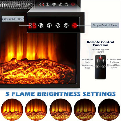 Fireplace TV Stand With 18''Fireplace, Modern Entertainment Center For TVs Up To 65 Inch, Media TV Console With Adjustable Glass Shelves And Storage Cabinets, Farmhouse TV Stand For Living Room