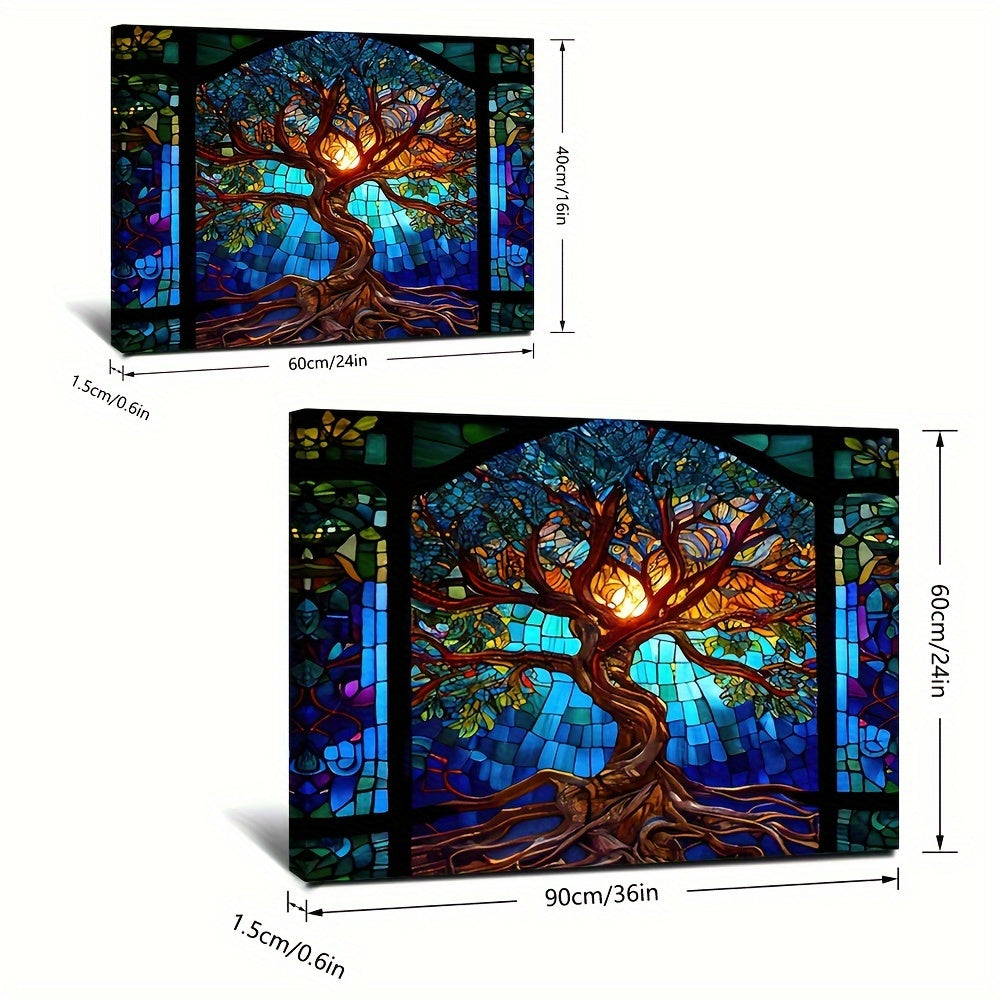 1pc Framed Painting Extra Large Tree Of Life Canvas Posters And Prints Wall Art Pictures With Frame For Living Room & Bedroom, Home Decoration, Festival Gift For Her/Him, Ready to Hang